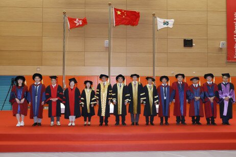 EdUHK Deputy Council Chairman Professor Terence Chan Ho-wah, President Professor John Lee Chi-Kin and senior management of EdUHK officiate at the Inauguration and Flag-raising Ceremony