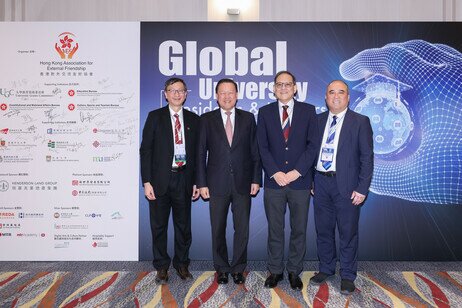 (From left) Professor John Lee Chi-Kin, EdUHK President; Mr Tim Lui, Chairman of the University Grants Committee (UGC); Professor James Tang, Secretary-General of UGC; Professor Terence Chan Ho-wah, Deputy Chairman of EdUHK Council