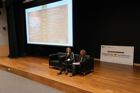 Documentary director Ms Katerina Suvorova and Dr Zhang Zimu, Assistant Professor from Department of Literature and Cultural Studies at EdUHK, engage in the post-screening discussion 