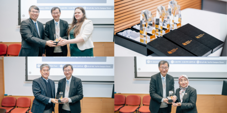 Professor John Lee Chi-Kin, President of EdUHK, presents souvenirs to representatives from partner institutions 