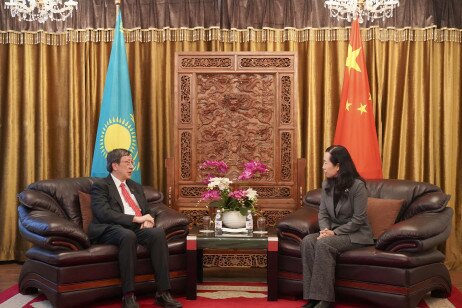 Professor Lee and the delegation visit Ms Jiang Wei and Mr Zhang Wei, Consul General and General of the People's Republic of China in Almaty