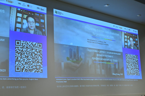 Professor Zulfiya Movkebayeva, Professor of the Department of Special Education of Abai Kazakh National Pedagogical University delivers a keynote speech