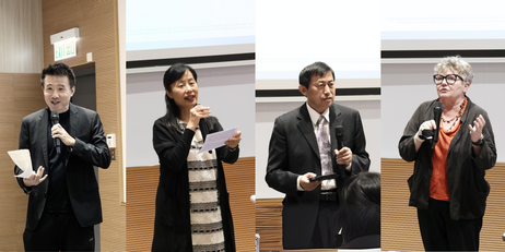 论坛开幕及欢迎致辞环节（从左至右：林质彬教授、郑美红教授、贾积有教授、Eileen Kennedy教授）