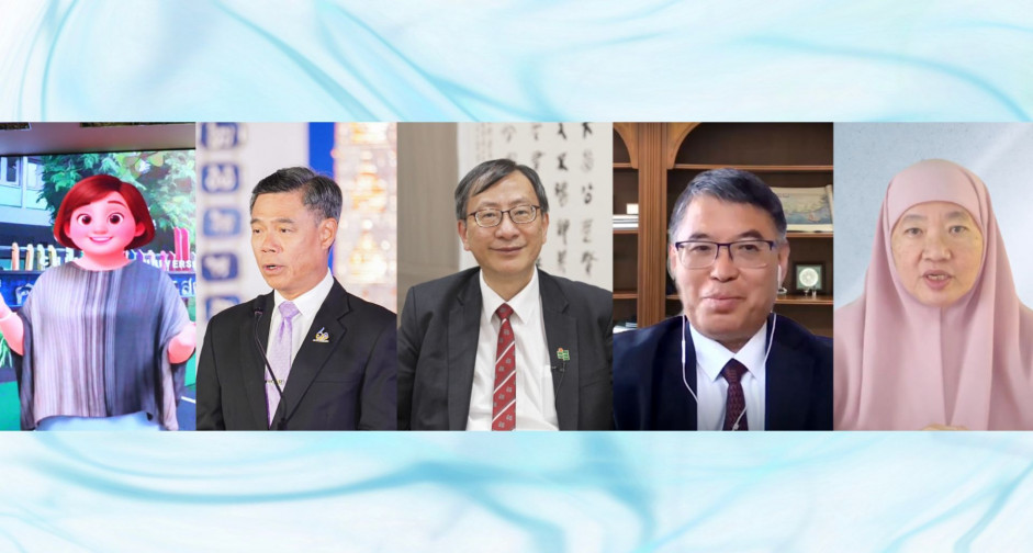 Professor John Lee Chi-Kin (Middle), President of EdUHK, Delivers Opening Remarks with Leaders from Other Co-host Institutions