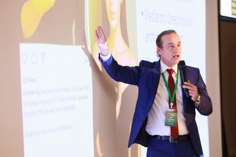 Professor Matthes Jorg from the University of Vienna delivers a keynote speech