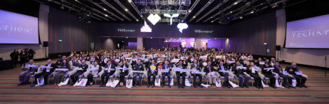 Co-organisers and guest representatives at The HK Techathon+ 2026 Opening Ceremony