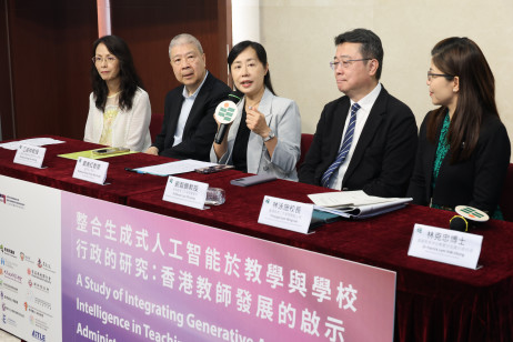 Professor May Cheng May-hung, Vice President (Academic) of EdUHK (middle), remarks that AI is not merely the introduction of new technological tools, but a significant milestone in teacher professional development